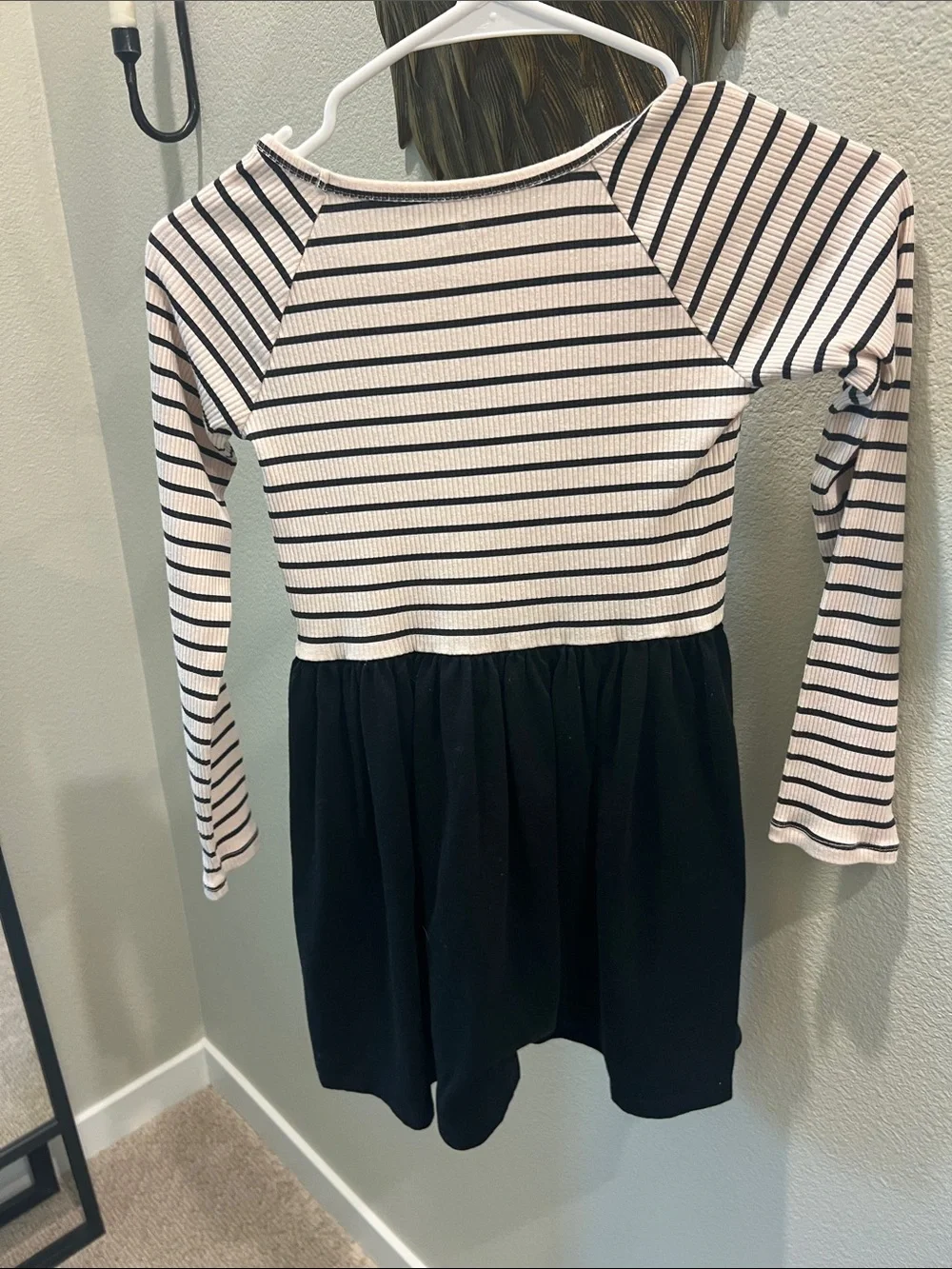 The Childrens Place Hello Kitty Black & White Stripe Long-Sleeve Dress Size M